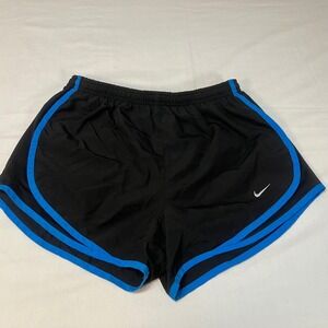 Nike Womens DriFit Tempo Running Shorts Black Blue Athletic Workout 3" Inseam